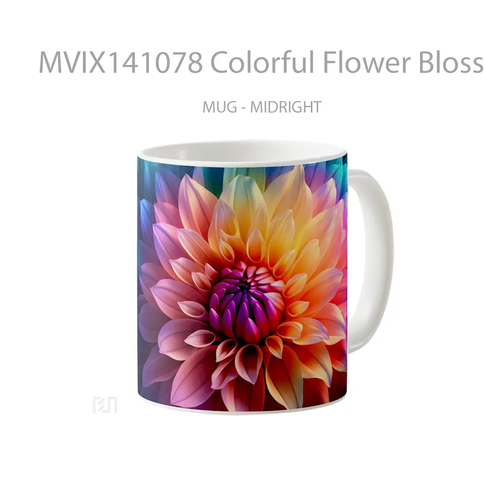 Mug Colorful Flower Blossom Digital Art Gelas Keramik Unik - All-side / Desain