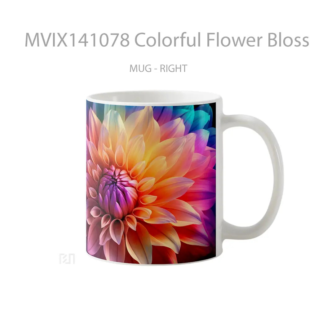 Mug Colorful Flower Blossom Digital Art Gelas Keramik Unik - All-side / Desain