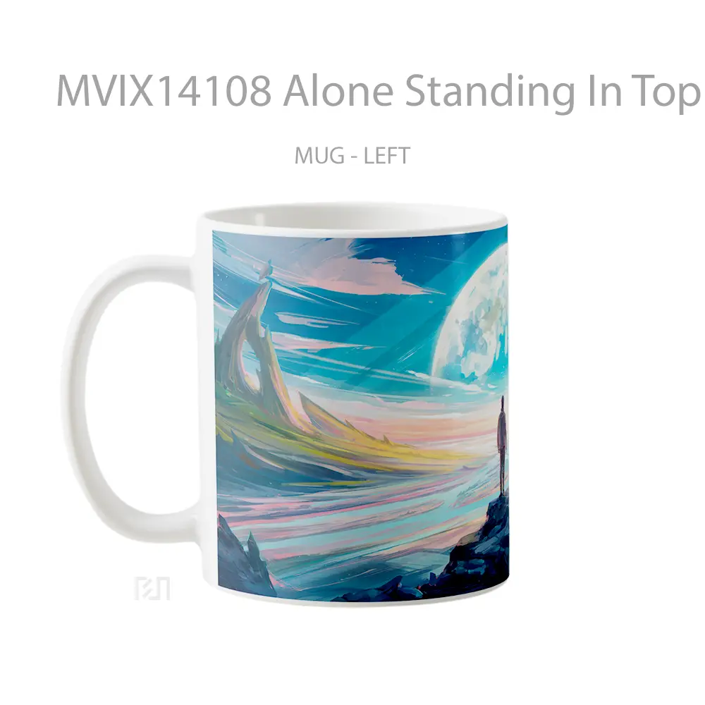 Mug Alone Standing In Top Summit Digital Art Scenery Gelas Keramik Unik - All-side / Desain