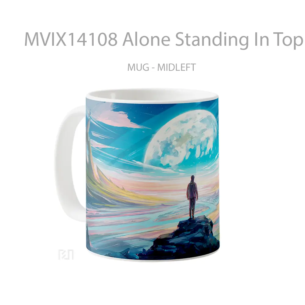 Mug Alone Standing In Top Summit Digital Art Scenery Gelas Keramik Unik - All-side / Desain