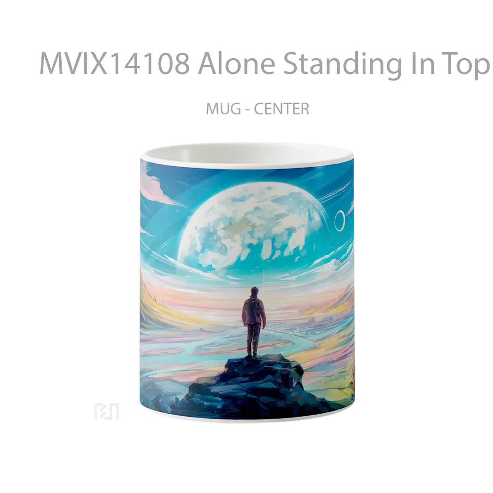 Mug Alone Standing In Top Summit Digital Art Scenery Gelas Keramik Unik