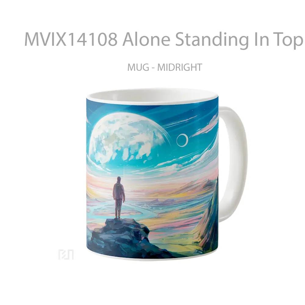 Mug Alone Standing In Top Summit Digital Art Scenery Gelas Keramik Unik - All-side / Desain