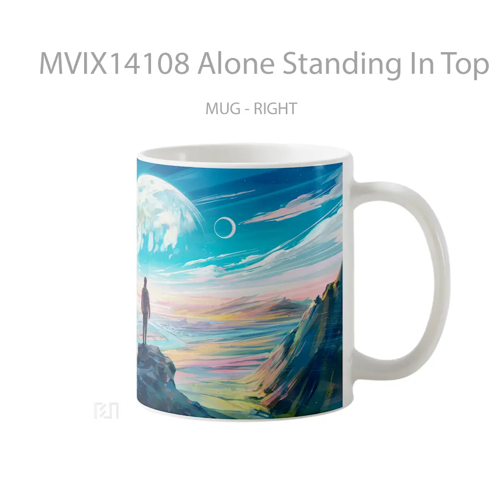 Mug Alone Standing In Top Summit Digital Art Scenery Gelas Keramik Unik - All-side / Desain