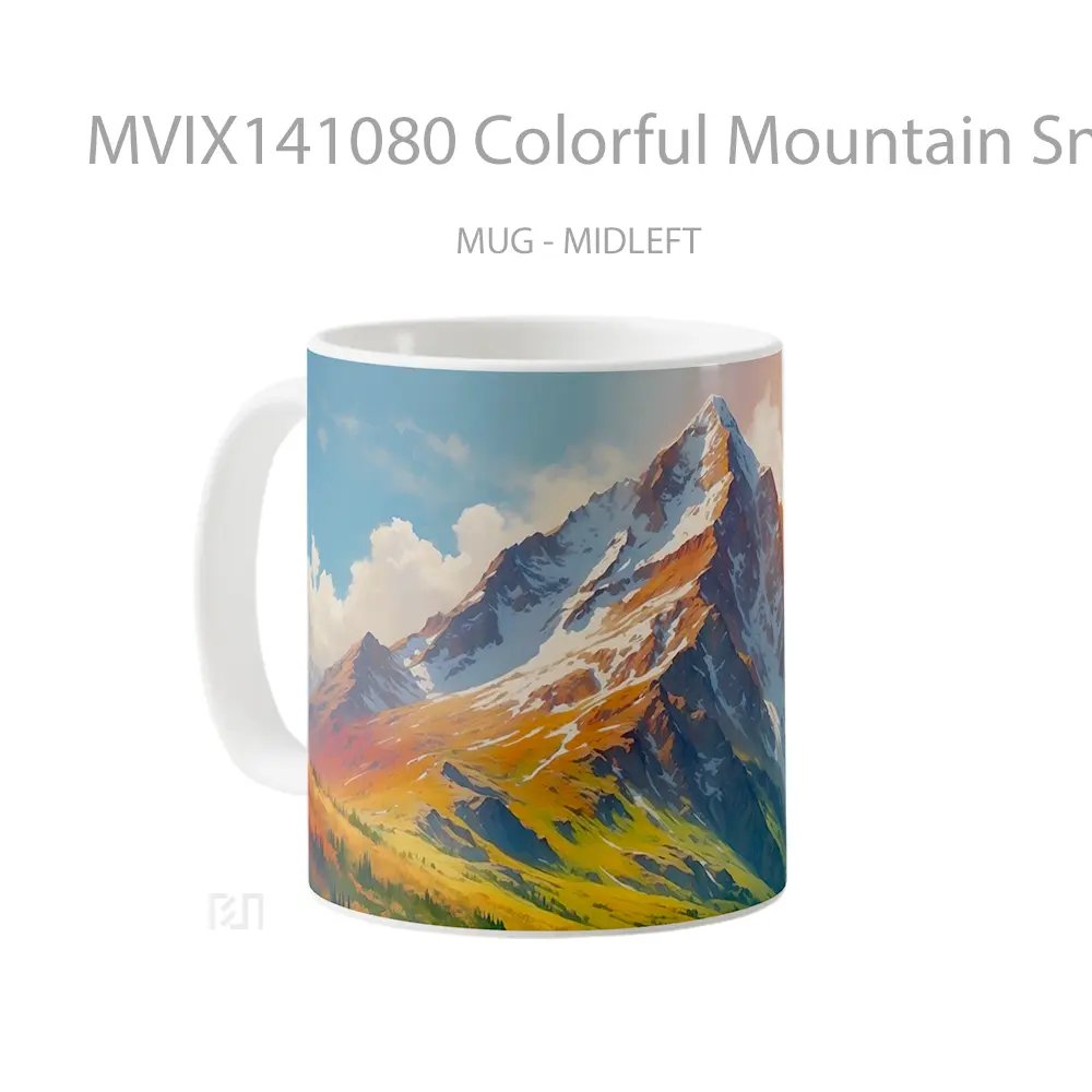 Mug Colorful Mountain Snowy Scenery Digital Art Gelas Pemandangan Alam - All-side / Desain