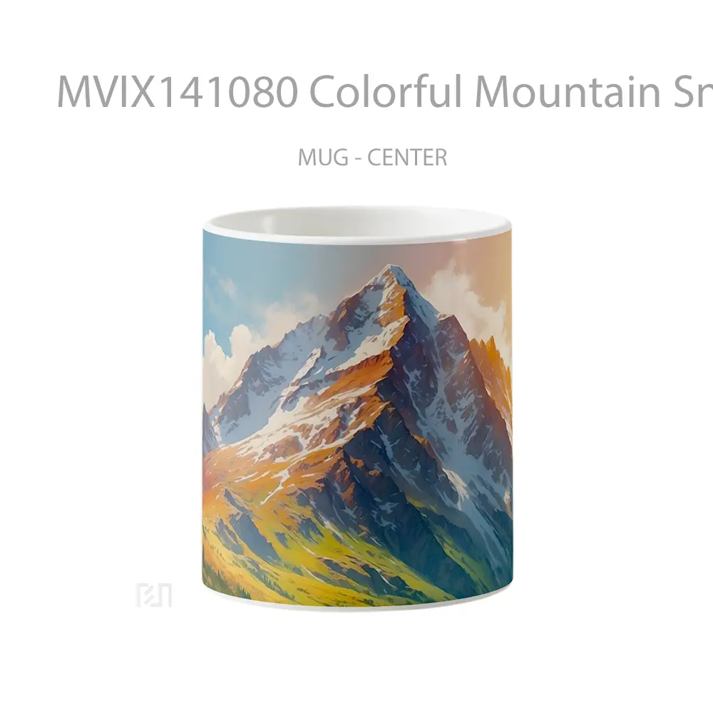 Mug Colorful Mountain Snowy Scenery Digital Art Gelas Pemandangan Alam
