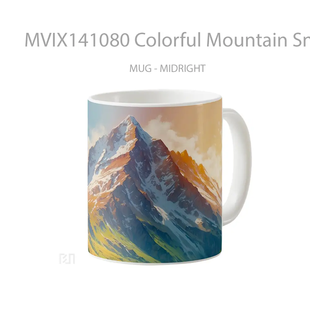 Mug Colorful Mountain Snowy Scenery Digital Art Gelas Pemandangan Alam - All-side / Desain