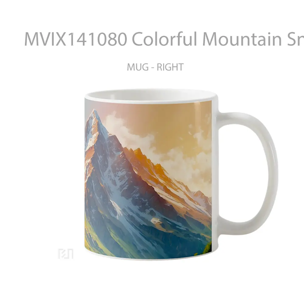 Mug Colorful Mountain Snowy Scenery Digital Art Gelas Pemandangan Alam - All-side / Desain
