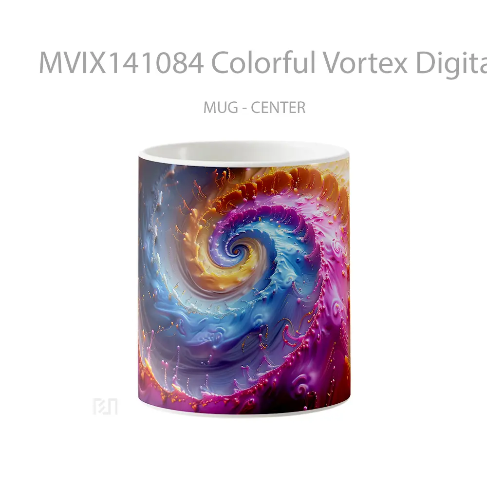 Mug Colorful Vortex Digital Art Gelas Keramik Unik