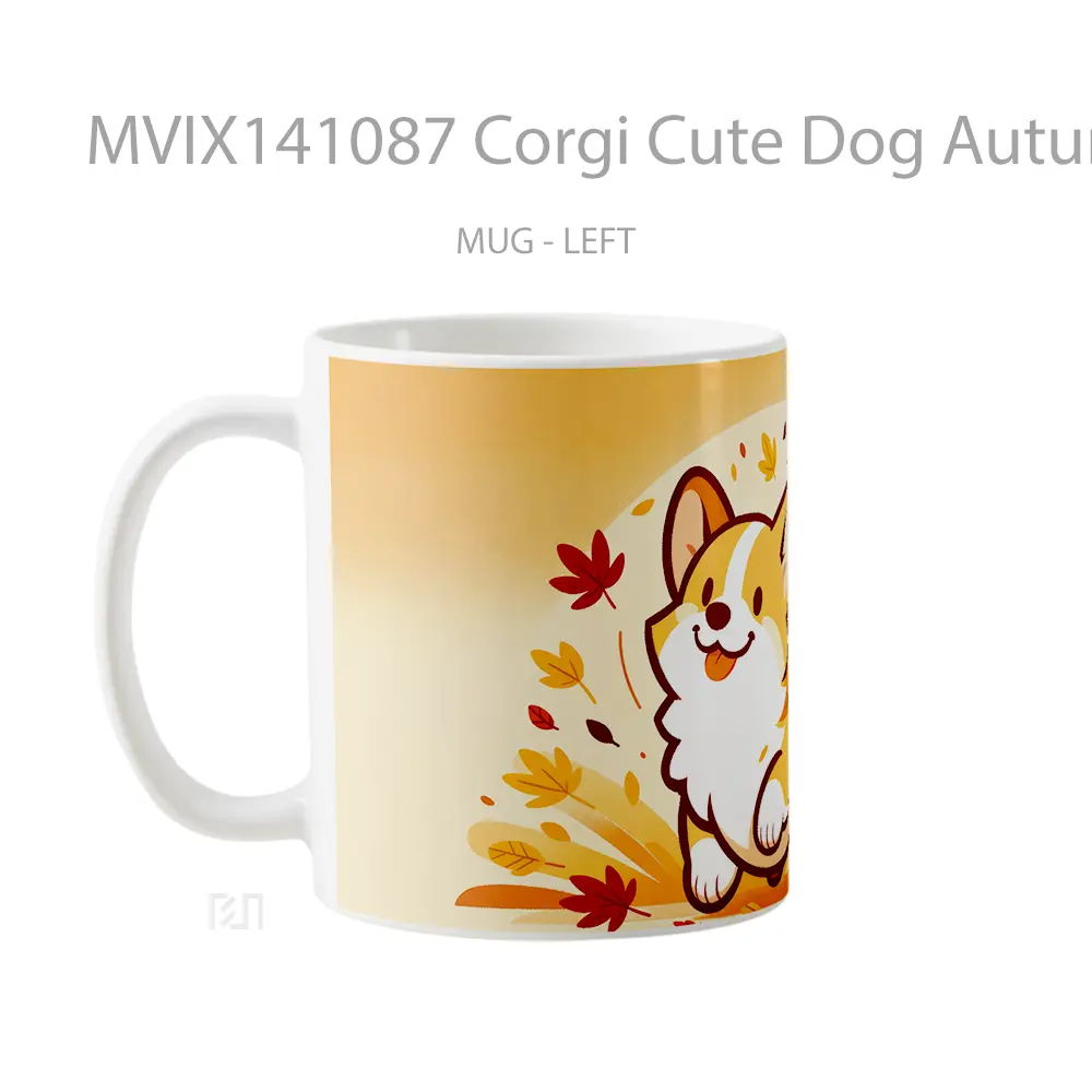 Mug Corgi Cute Dog Autumn Gelas Hewan Lucu - All-side / Desain