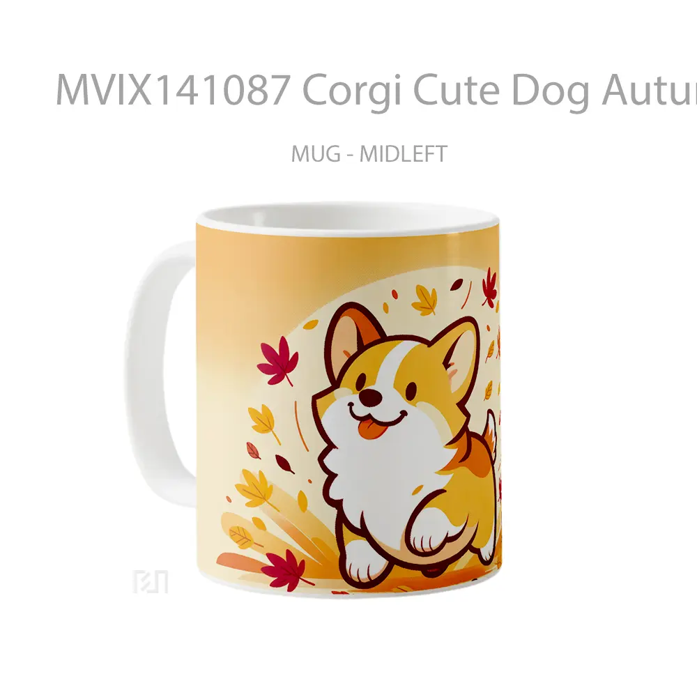 Mug Corgi Cute Dog Autumn Gelas Hewan Lucu - All-side / Desain