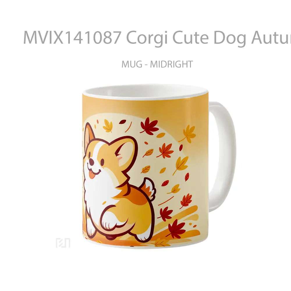 Mug Corgi Cute Dog Autumn Gelas Hewan Lucu - All-side / Desain