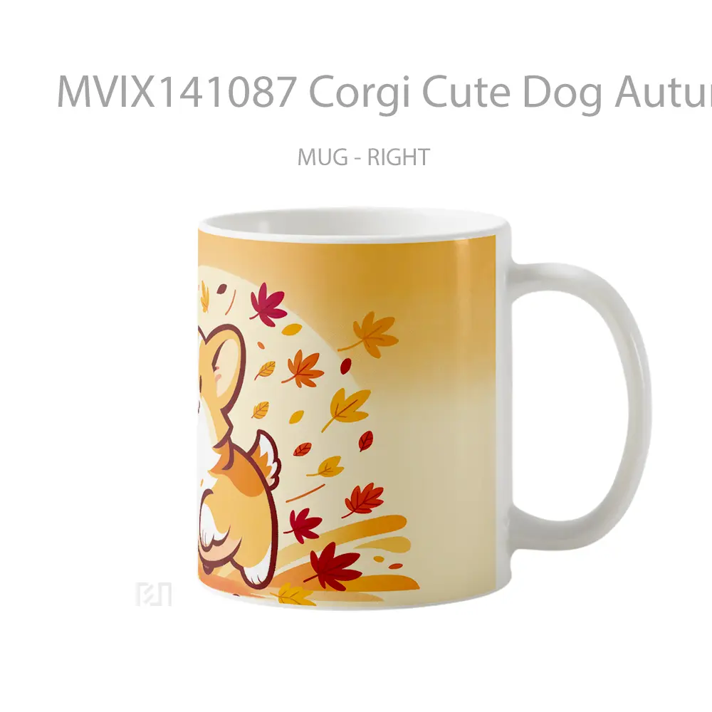 Mug Corgi Cute Dog Autumn Gelas Hewan Lucu - All-side / Desain