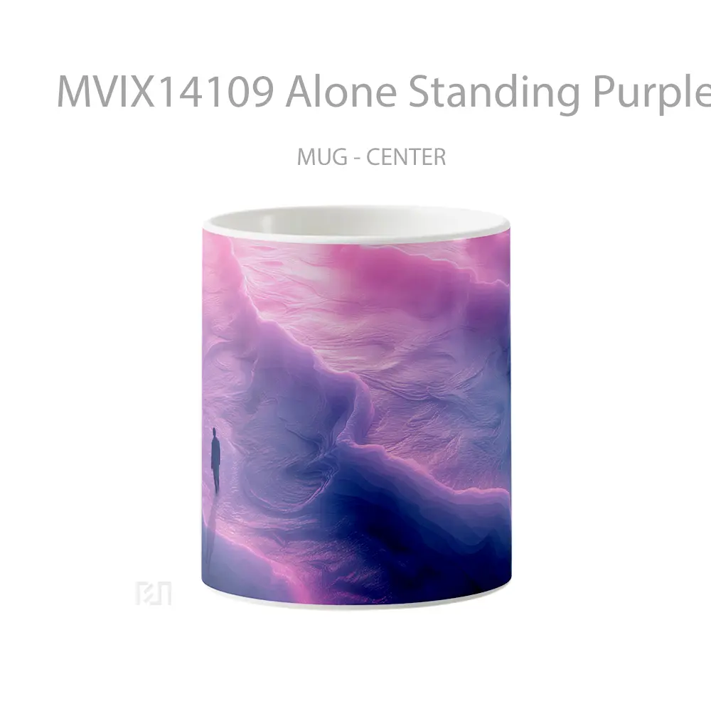 Mug Alone Standing Purple Wave Digital Ar Gelas Keramik Unik