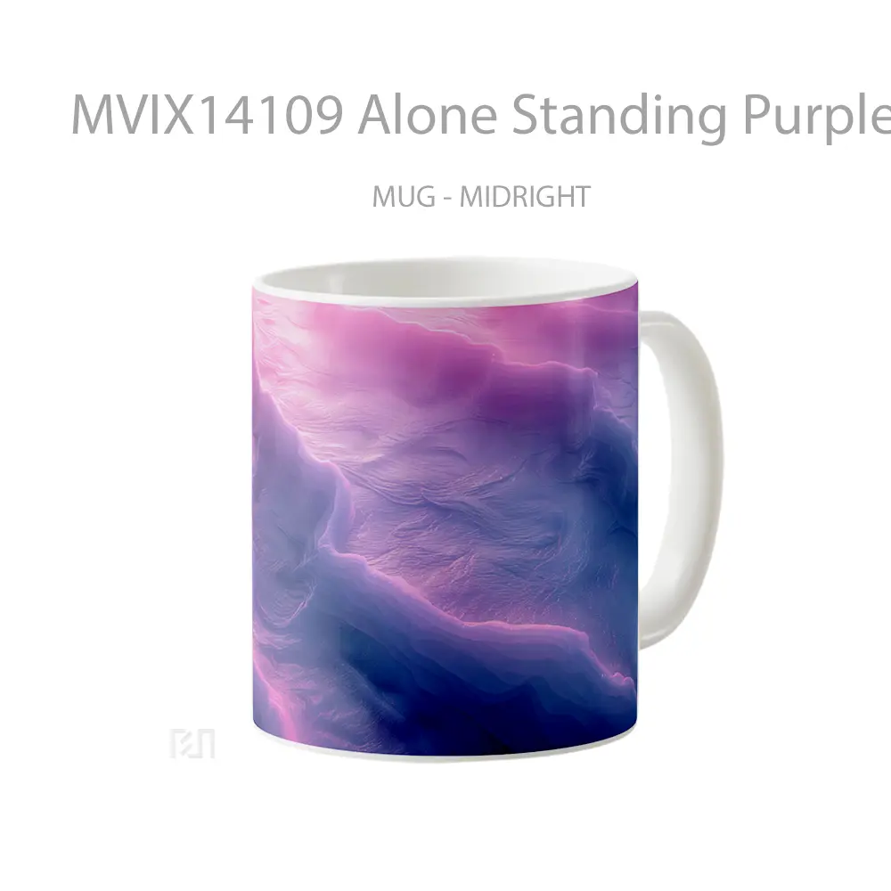 Mug Alone Standing Purple Wave Digital Ar Gelas Keramik Unik - All-side / Desain