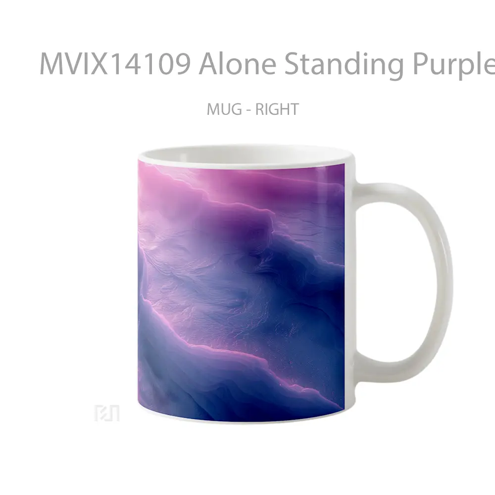 Mug Alone Standing Purple Wave Digital Ar Gelas Keramik Unik - All-side / Desain