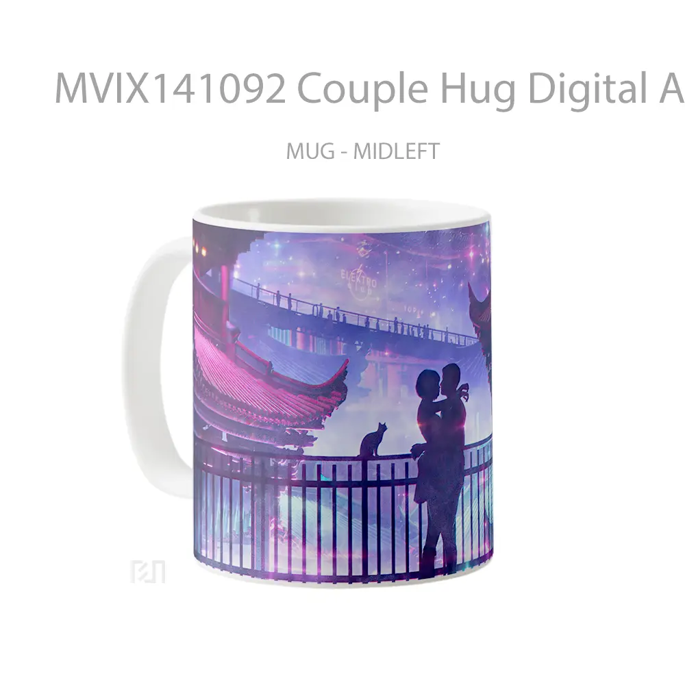 Mug Couple Hug Digital Ar Gelas Keramik Unik - All-side / Desain