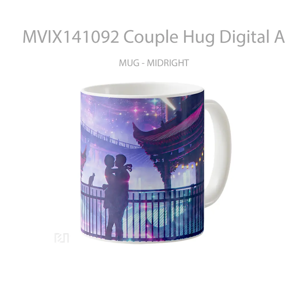Mug Couple Hug Digital Ar Gelas Keramik Unik - All-side / Desain