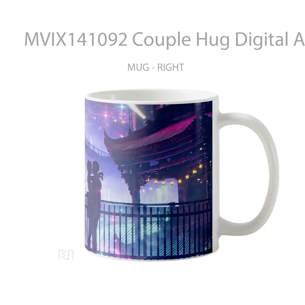 Mug Couple Hug Digital Ar Gelas Keramik Unik - All-side / Desain