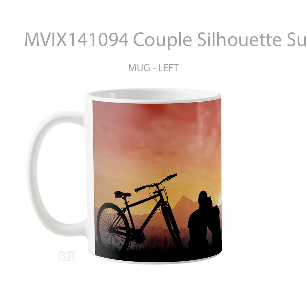Mug Couple Silhouette Sunset Scenery Digital Art Gelas Pemandangan Alam - All-side / Desain
