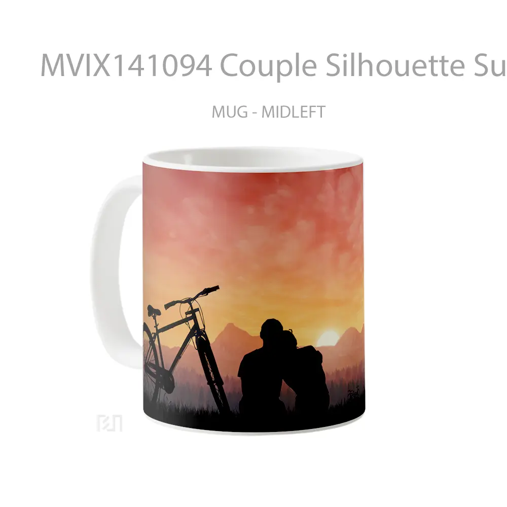 Mug Couple Silhouette Sunset Scenery Digital Art Gelas Pemandangan Alam - All-side / Desain