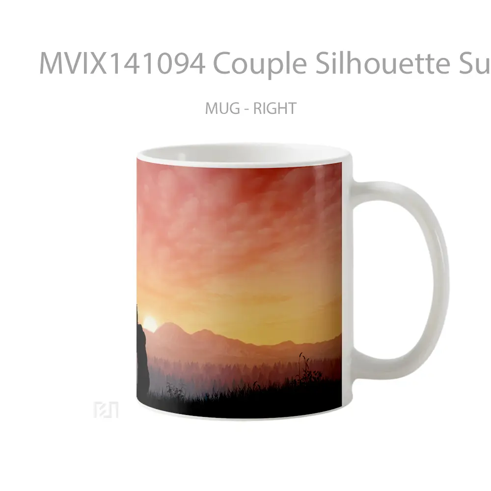 Mug Couple Silhouette Sunset Scenery Digital Art Gelas Pemandangan Alam - All-side / Desain