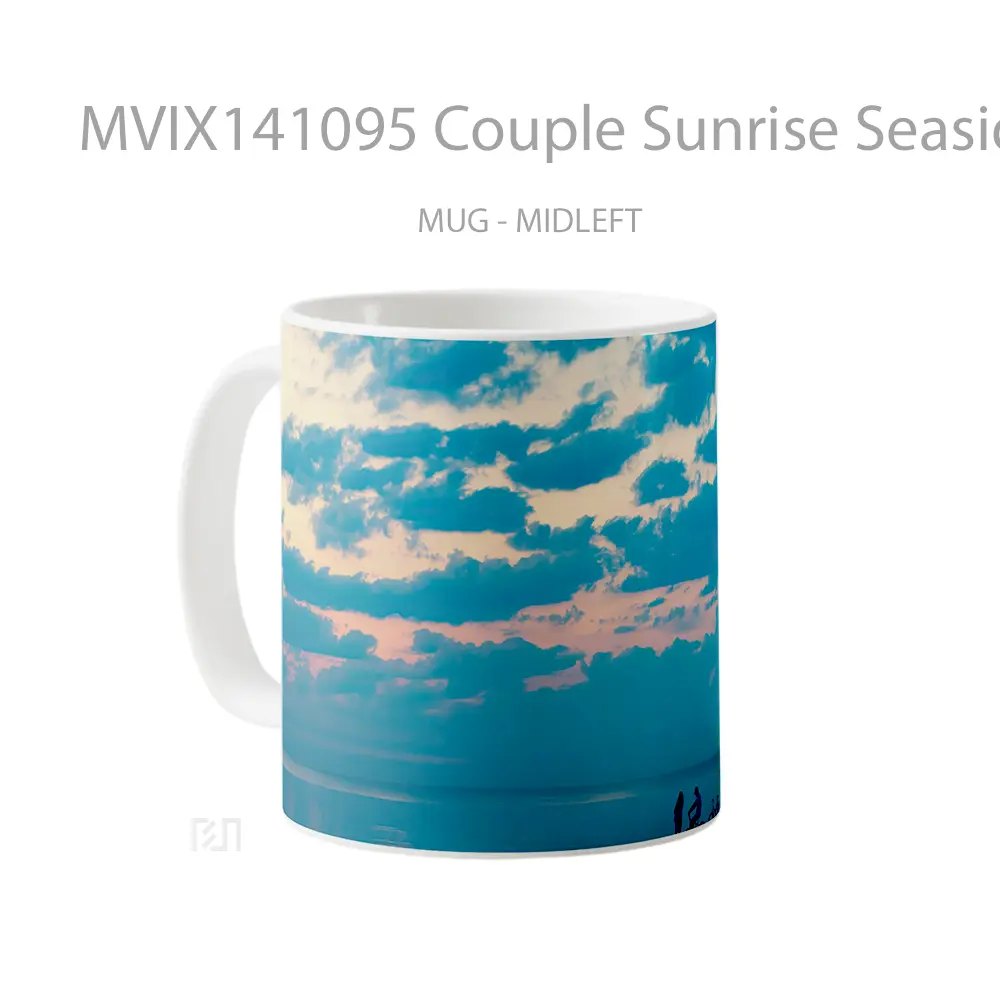 Mug Couple Sunrise Seaside Scenery Gelas Pemandangan Alam - All-side / Desain