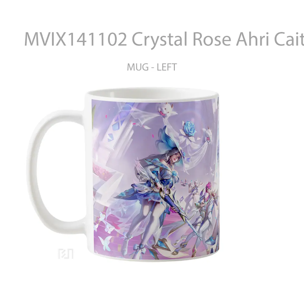 Mug Crystal Rose Ahri Caityln Xayah Rakan Sett Yumi Lol Wild Rift Cangkir Gamer - All-side / Desain