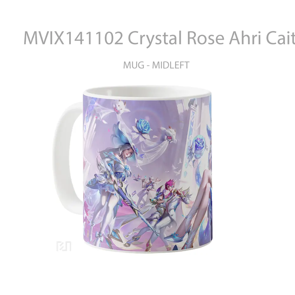 Mug Crystal Rose Ahri Caityln Xayah Rakan Sett Yumi Lol Wild Rift Cangkir Gamer - All-side / Desain