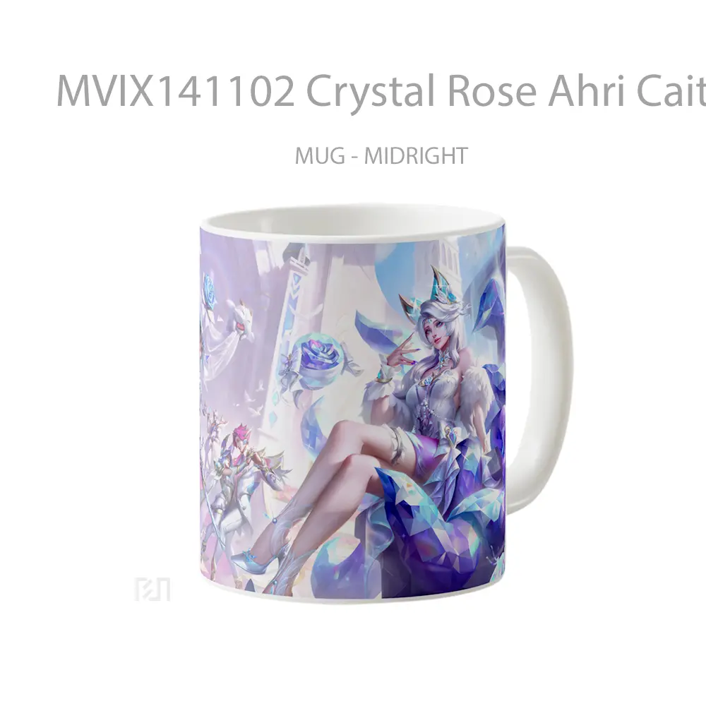 Mug Crystal Rose Ahri Caityln Xayah Rakan Sett Yumi Lol Wild Rift Cangkir Gamer - All-side / Desain