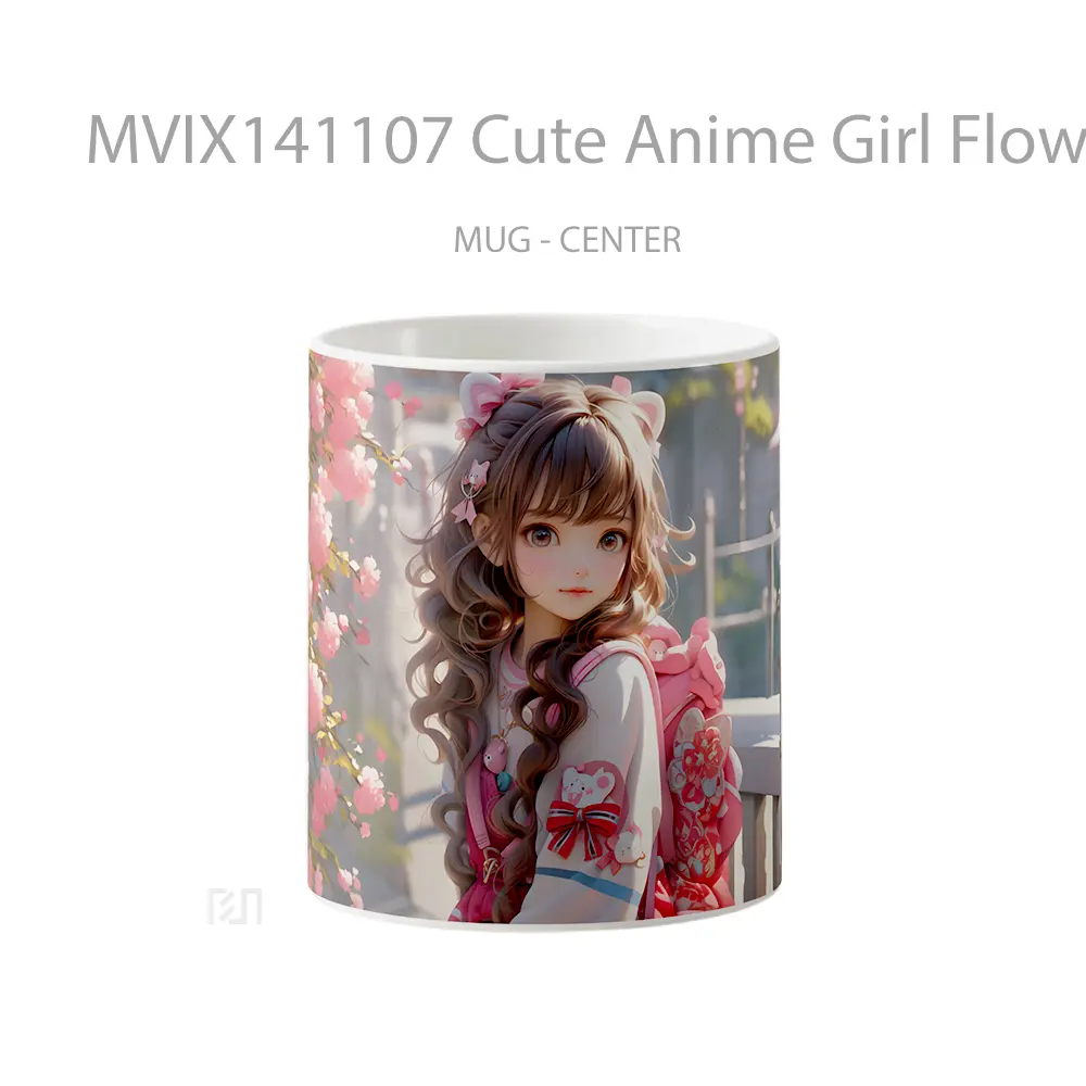 Mug Cute Anime Girl Flower Cangkir Anime