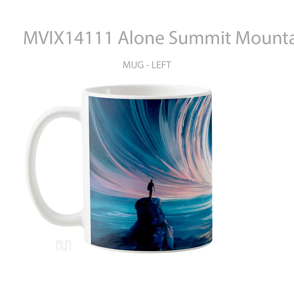 Mug Alone Summit Mountain Digital Art Gelas Pemandangan Alam - All-side / Desain