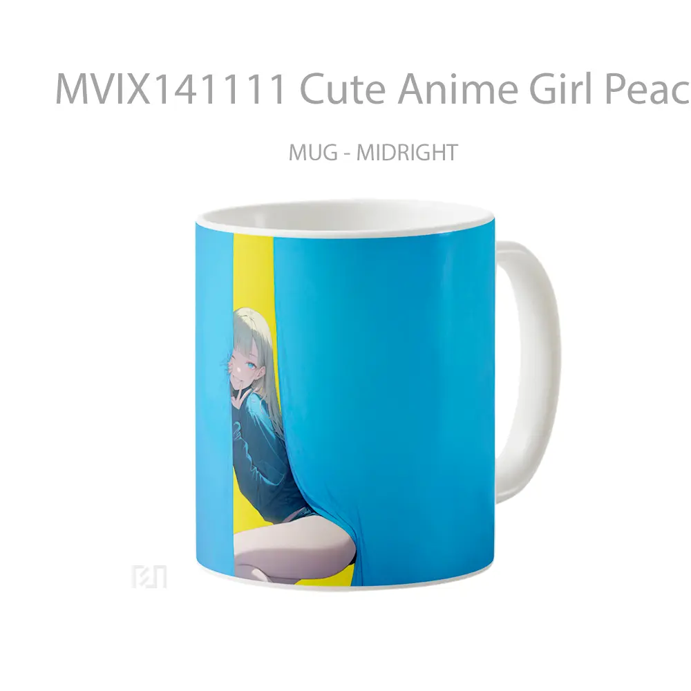 Mug Cute Anime Girl Peace Sign Cangkir Anime - All-side / Desain