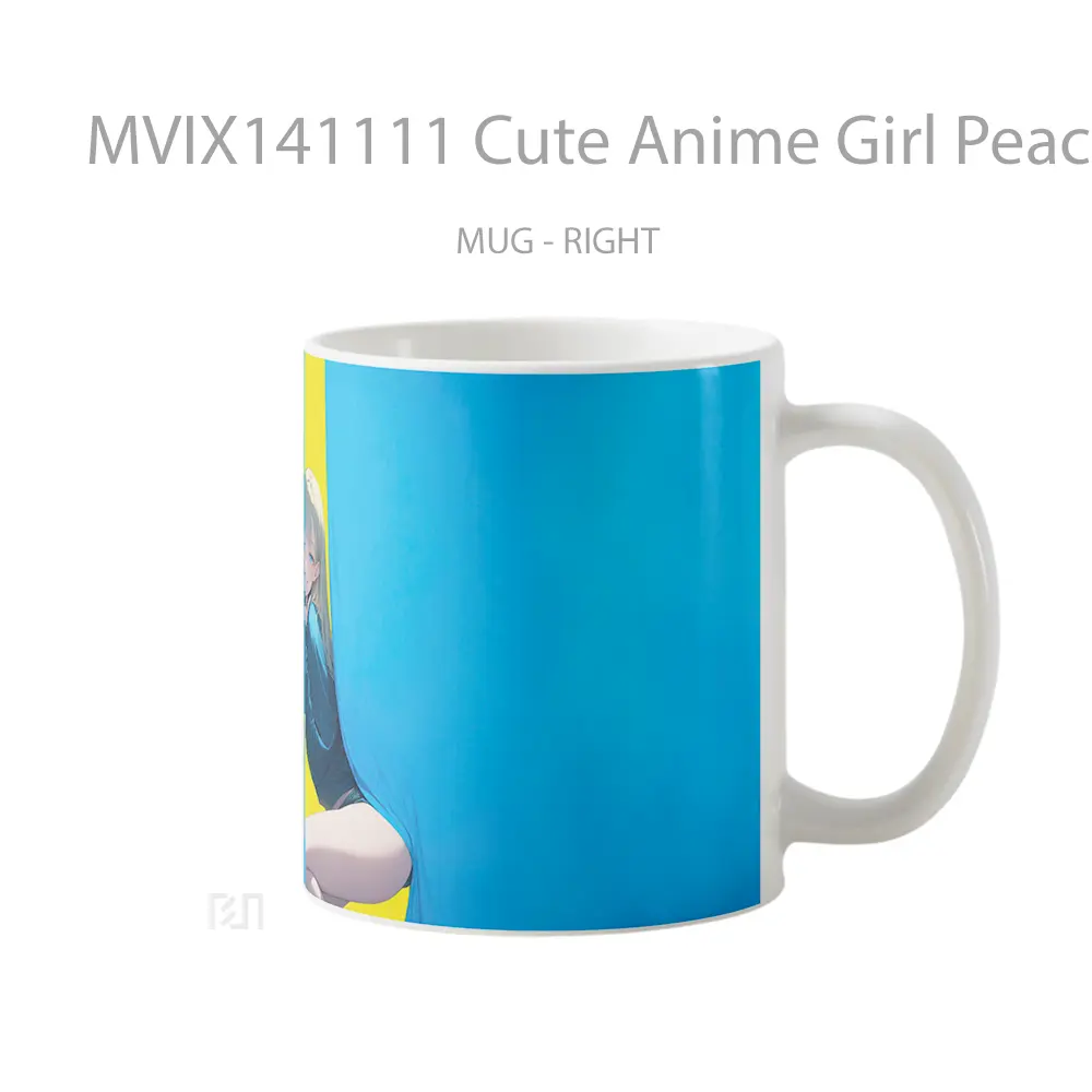 Mug Cute Anime Girl Peace Sign Cangkir Anime - All-side / Desain