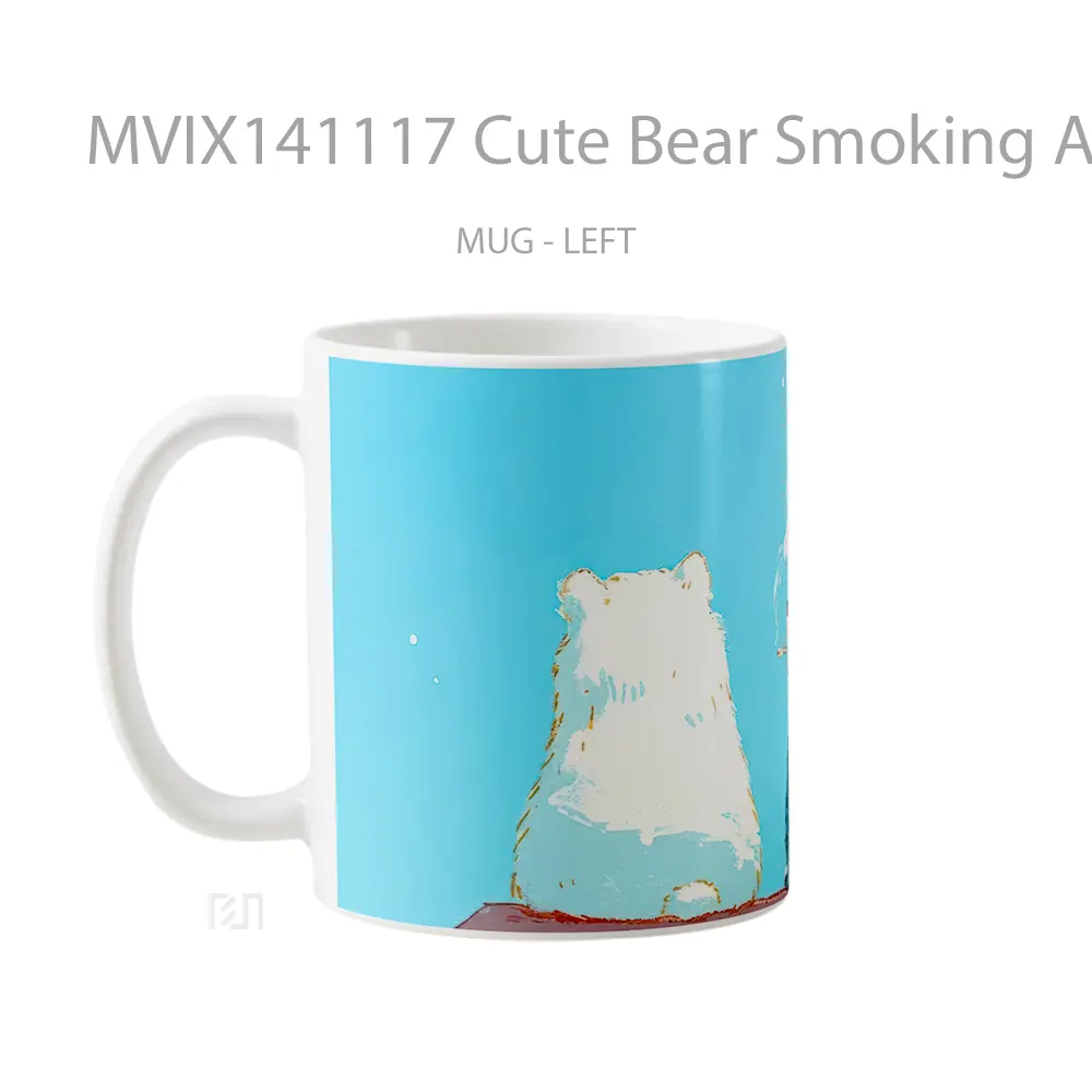 Mug Cute Bear Smoking Anime Art Cangkir Anime - All-side / Desain