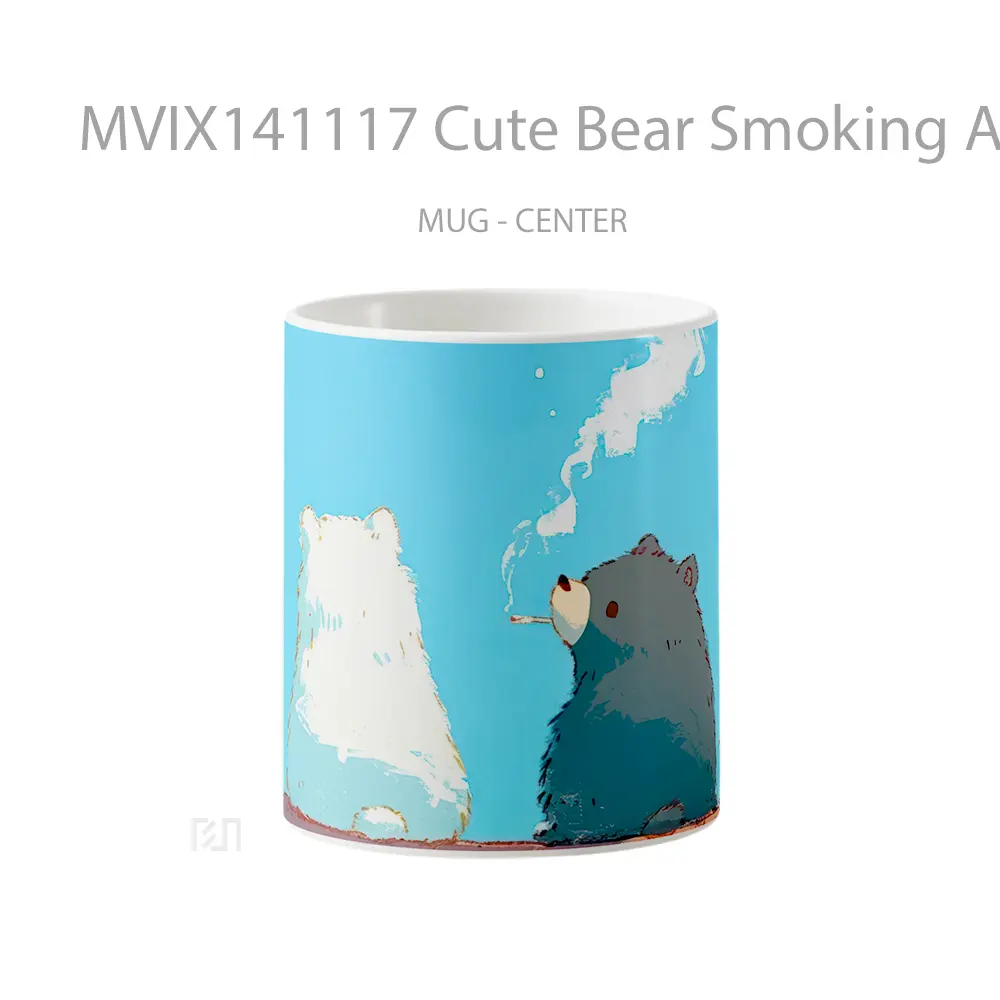 Mug Cute Bear Smoking Anime Art Cangkir Anime