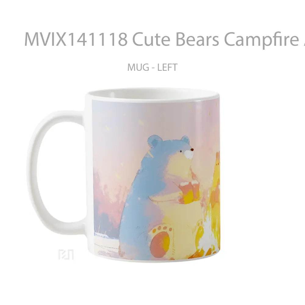 Mug Cute Bears Campfire Anime Art Cangkir Anime - All-side / Desain