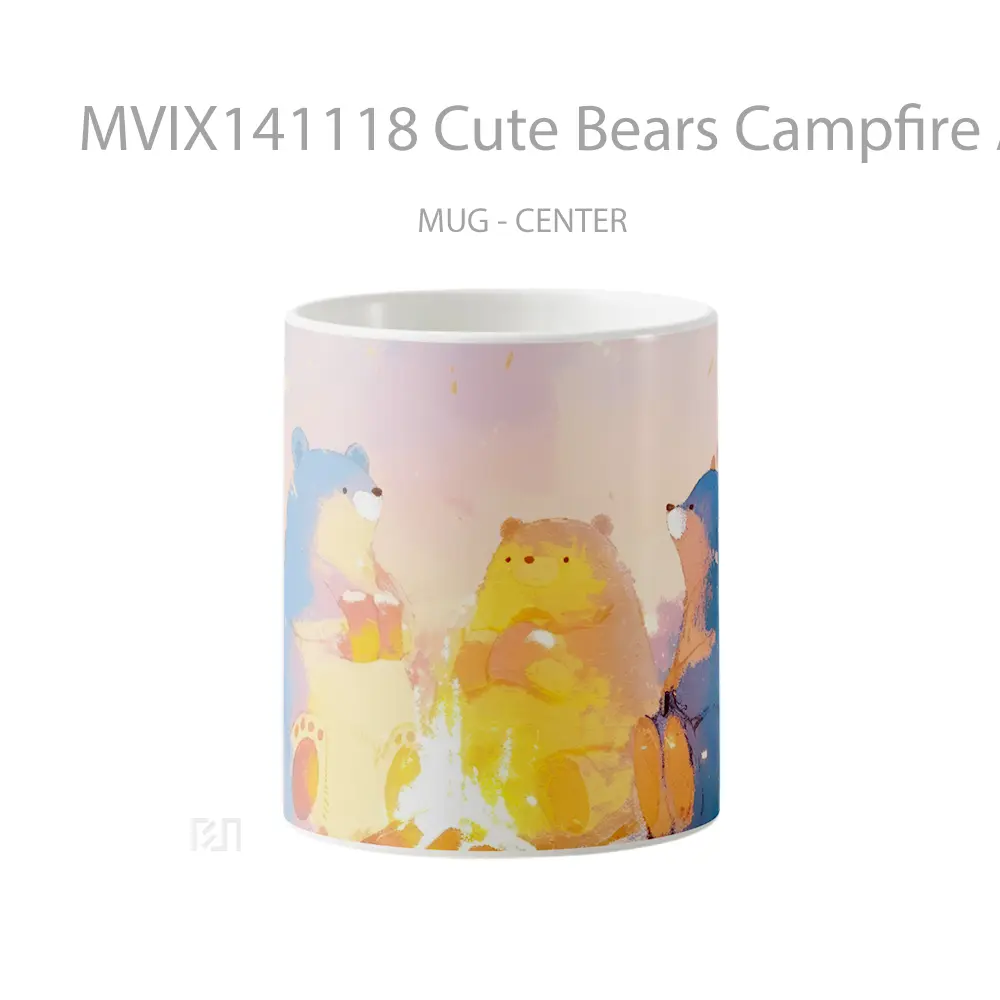 Mug Cute Bears Campfire Anime Art Cangkir Anime