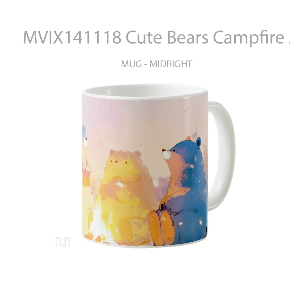 Mug Cute Bears Campfire Anime Art Cangkir Anime - All-side / Desain