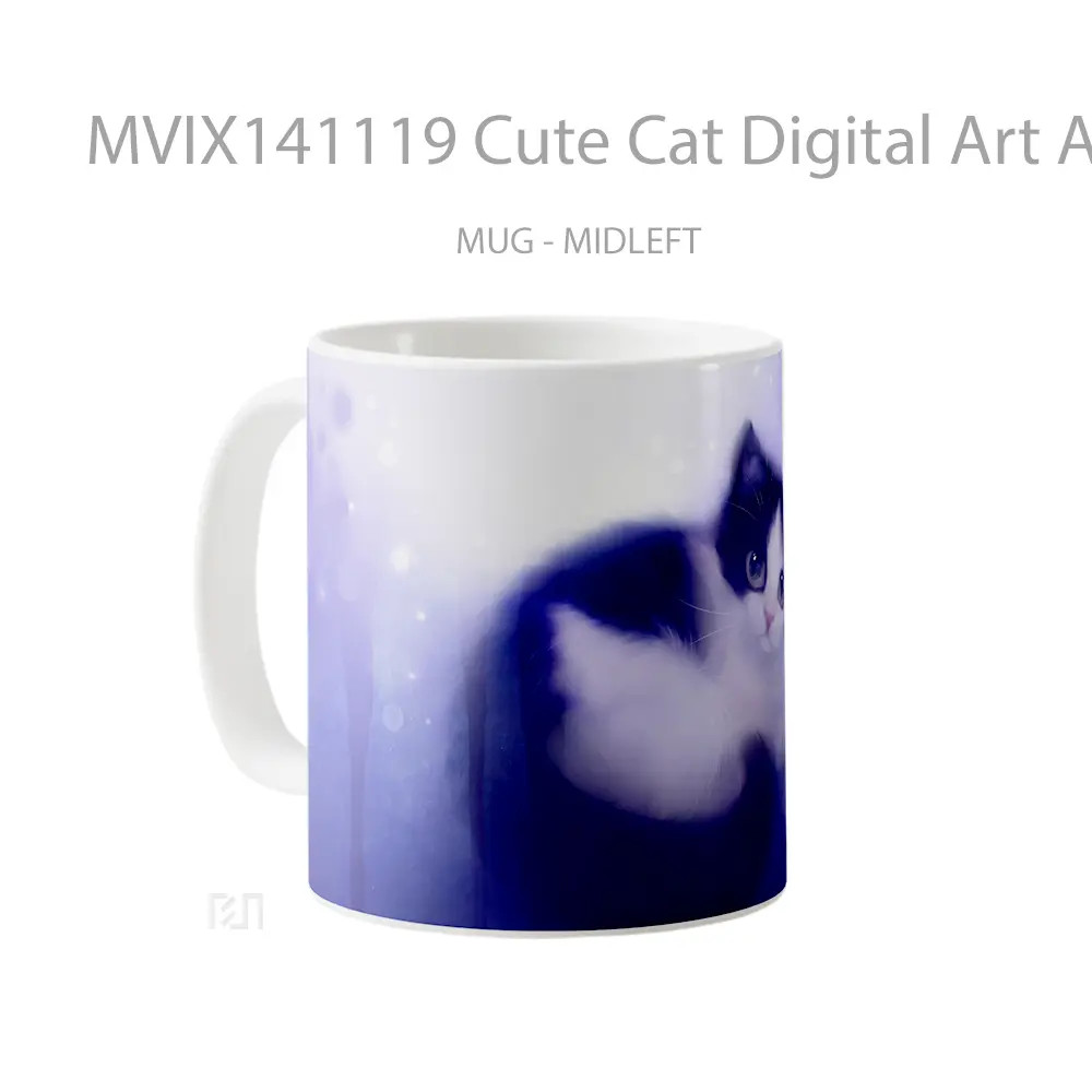 Mug Cute Cat Digital Art Animal Gelas Hewan Lucu - All-side / Desain