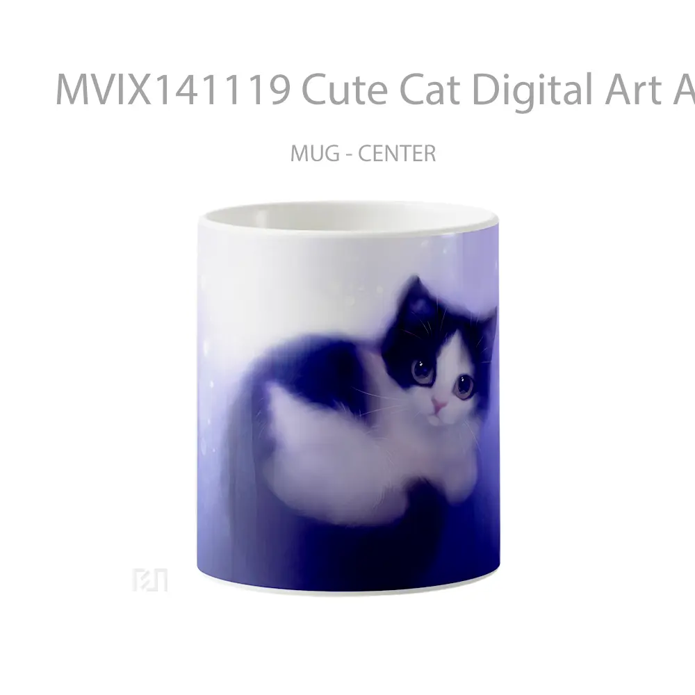 Mug Cute Cat Digital Art Animal Gelas Hewan Lucu
