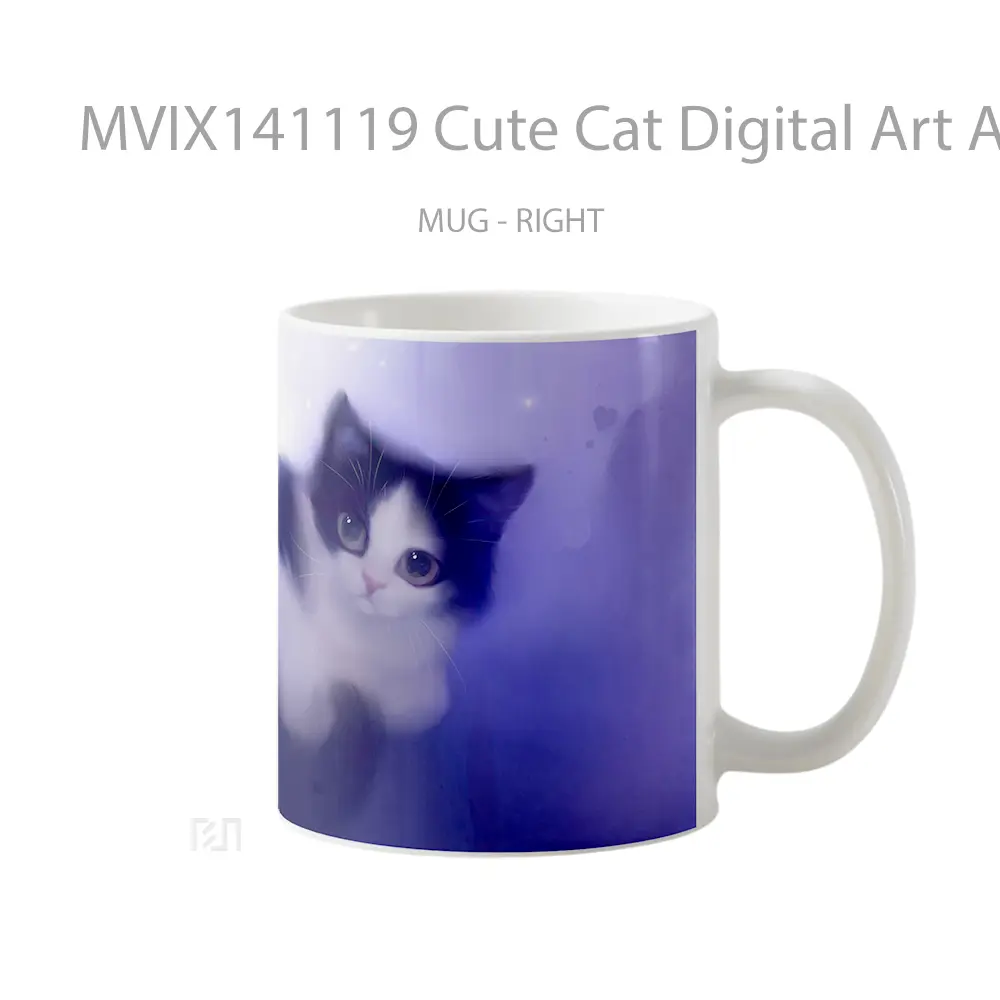 Mug Cute Cat Digital Art Animal Gelas Hewan Lucu - All-side / Desain