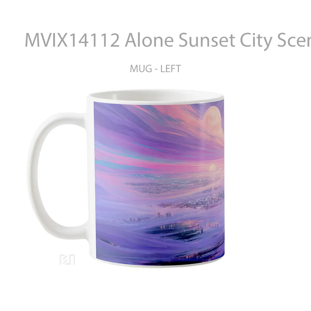 Mug Alone Sunset City Scenery Digital Art Gelas Pemandangan Alam - All-side / Desain