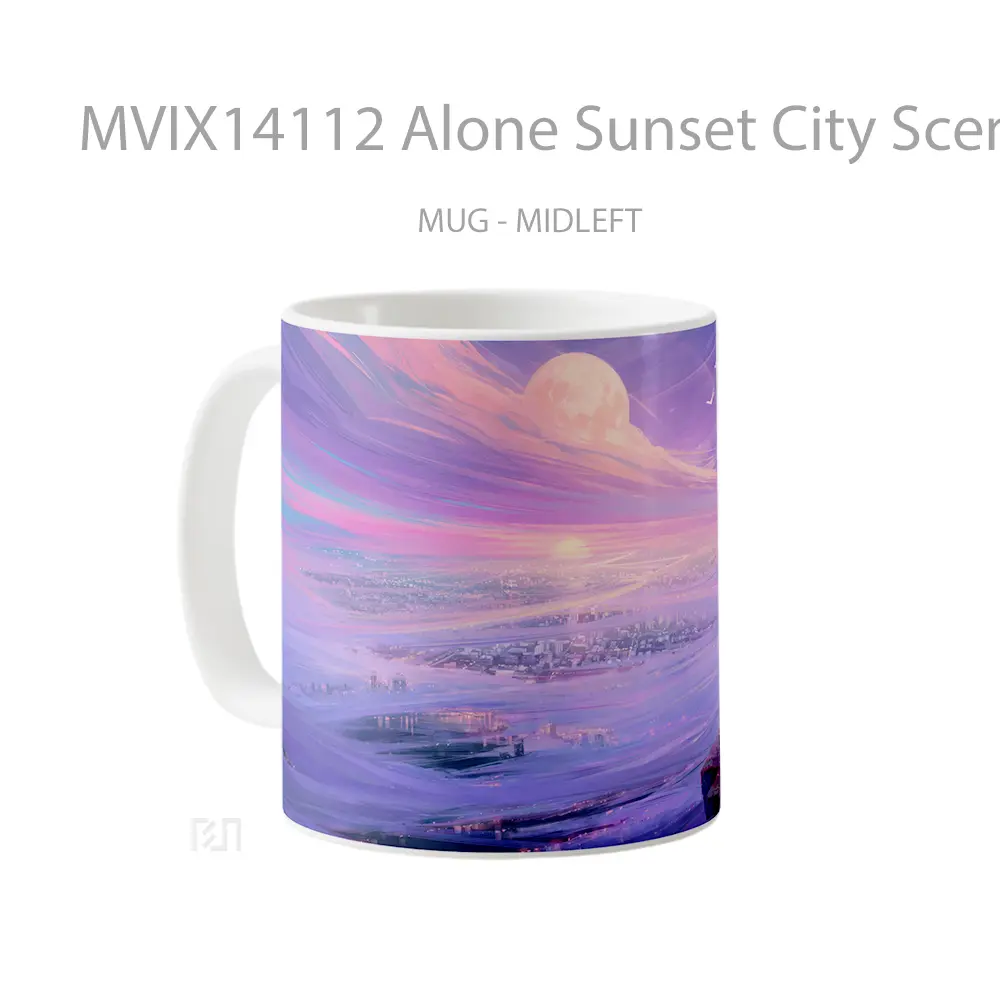 Mug Alone Sunset City Scenery Digital Art Gelas Pemandangan Alam - All-side / Desain