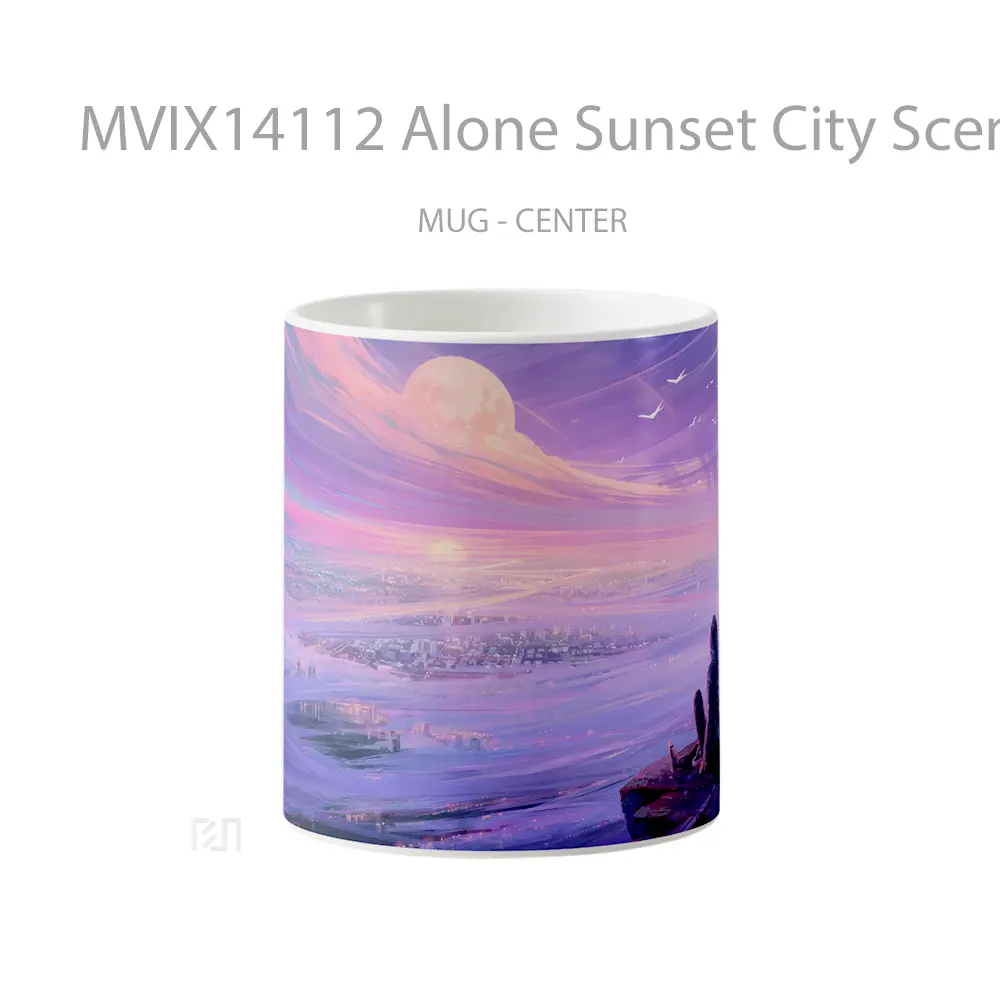 Mug Alone Sunset City Scenery Digital Art Gelas Pemandangan Alam