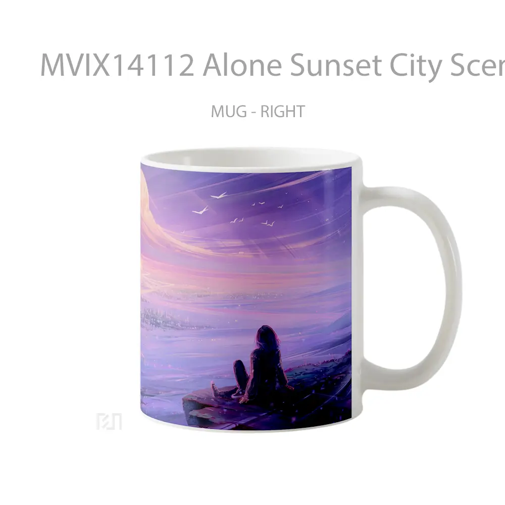 Mug Alone Sunset City Scenery Digital Art Gelas Pemandangan Alam - All-side / Desain