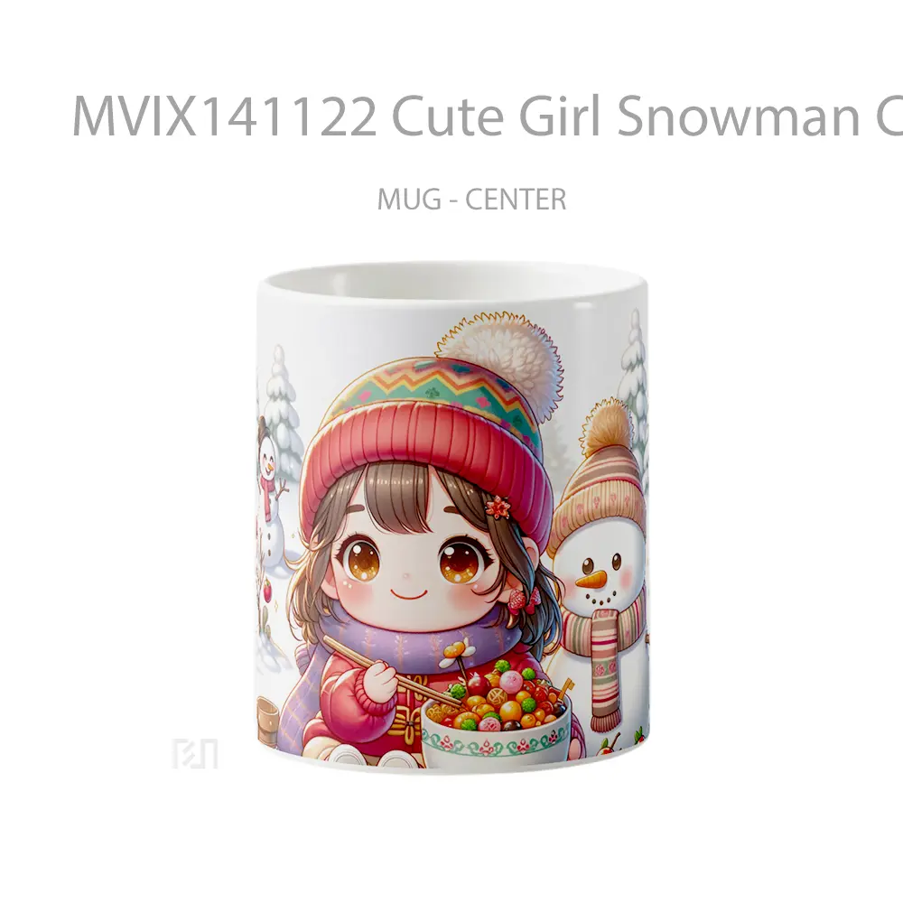 Mug Cute Girl Snowman Christmas Gelas Keramik Unik