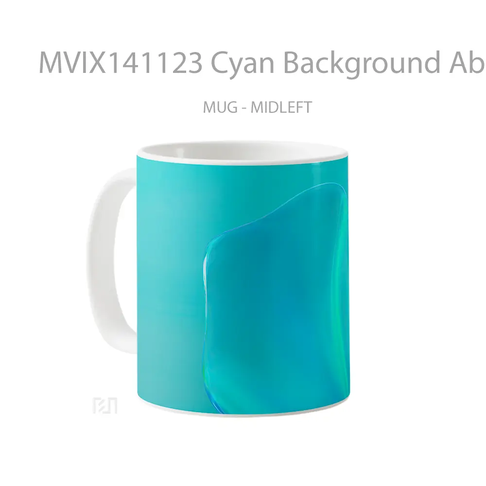 Mug Cyan Background Abstract Digital Art Huawei Mate Gelas Keramik Unik - All-side / Desain