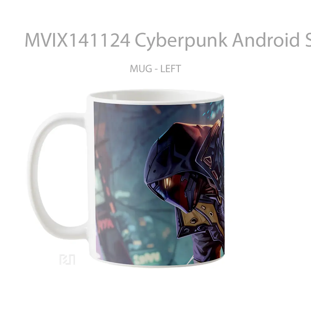 Mug Cyberpunk Android Sci Fi Gelas Keramik Unik - All-side / Desain