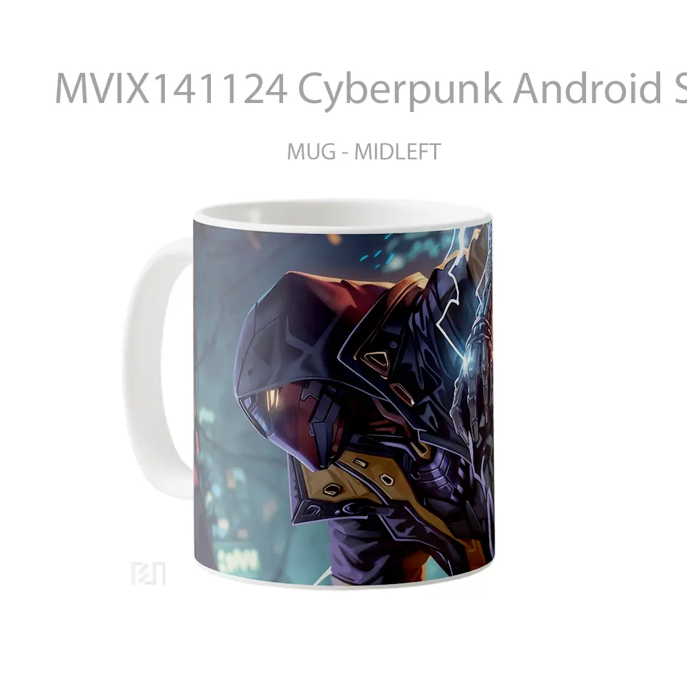 Mug Cyberpunk Android Sci Fi Gelas Keramik Unik - All-side / Desain