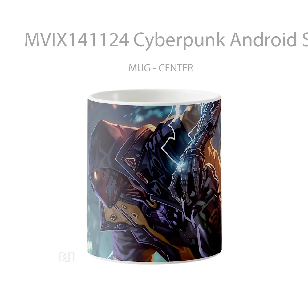 Mug Cyberpunk Android Sci Fi Gelas Keramik Unik